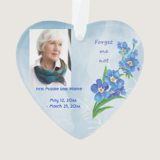 "Forget me Not" Flowers Dated Photo Custom Ornament