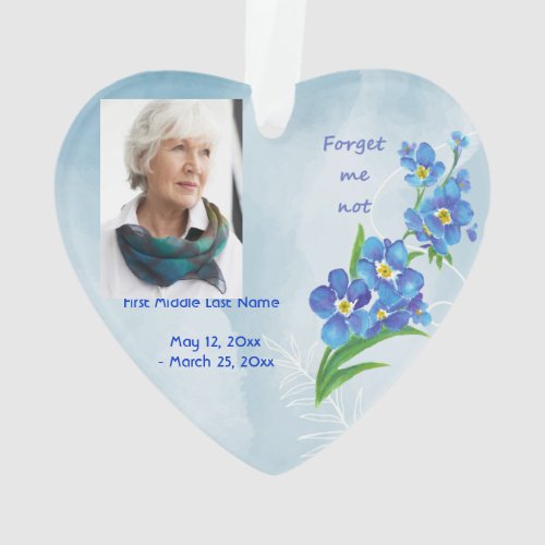 Forget me Not Flowers Dated Photo Custom Ornament