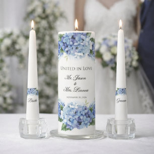 Forget-Me-Not Flowers Hydrangea Church Wedding  Unity Candle Set