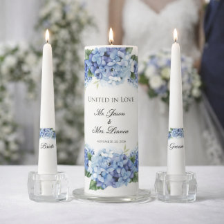 Forget-Me-Not Flowers Hydrangea Church Wedding  Unity Candle Set