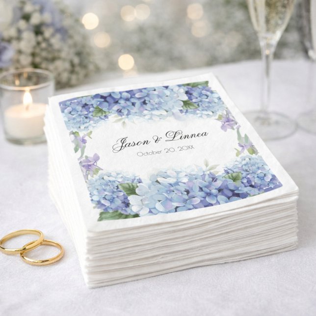 Forget-Me-Not Flowers Hydrangea Elegant Wedding Napkins (Creator Uploaded)