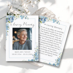 Forget Me Not Flowers Photo Prayer Cards