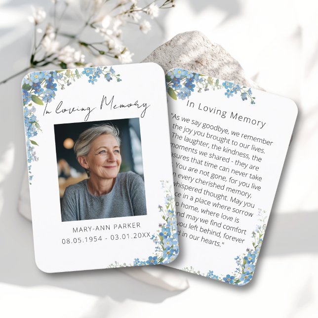 Forget Me Not Flowers Photo Prayer Cards (Forget Me Not Flowers Photo Prayer Cards)