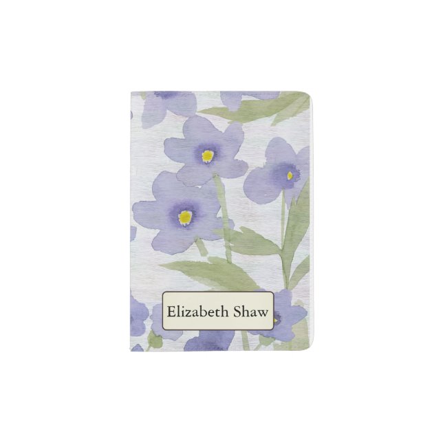 forget-me-not-flowers print passport holder (Front)