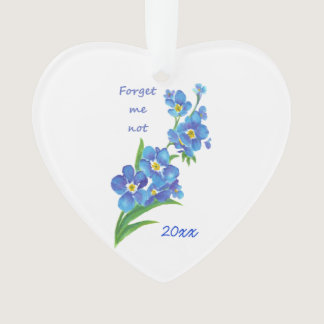 "Forget me Not" Flowers Quote Custom Dated Ornament