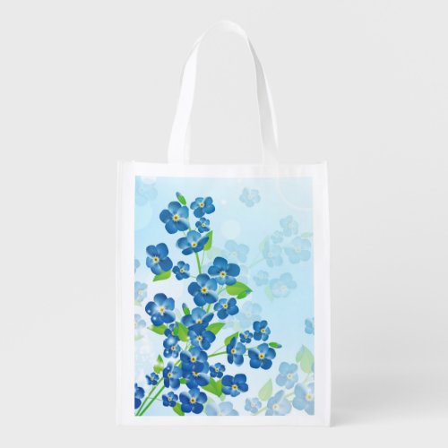 Forget Me Not Flowers Reusable Grocery Bag