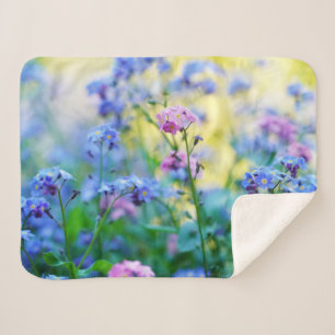 Forget-Me-Not Flowers Sherpa Blanket