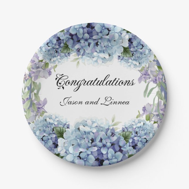 Forget-Me-Not Flowers Watercolor Elegant   Paper Plates (Front)