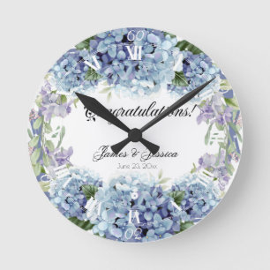 Forget-Me-Not Flowers Watercolor Elegant Round Clock