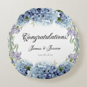 Forget-Me-Not Flowers Watercolor Elegant Round Pillow
