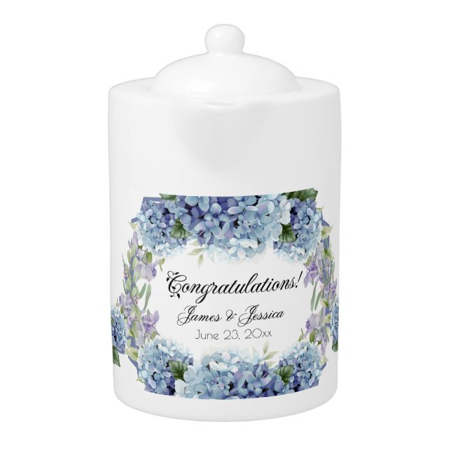 Forget-Me-Not Flowers Watercolor Elegant  Teapot (Front)