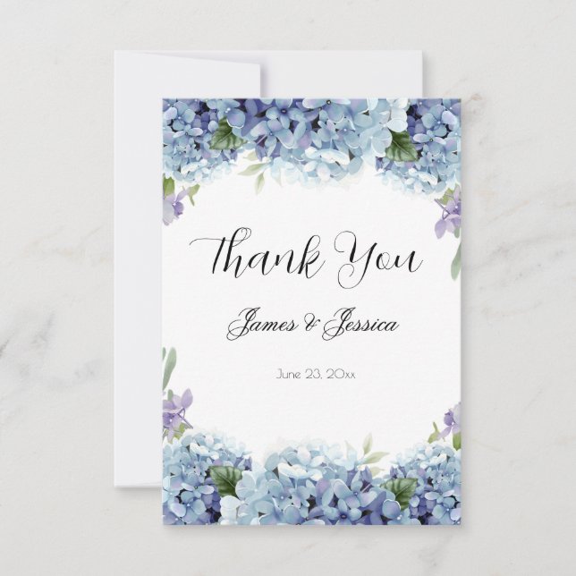 Forget-Me-Not Flowers Watercolor Elegant  Thank You Card (Front)