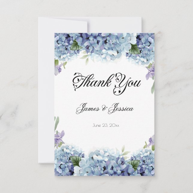 Forget-Me-Not Flowers Watercolor Elegant  Thank You Card (Front)