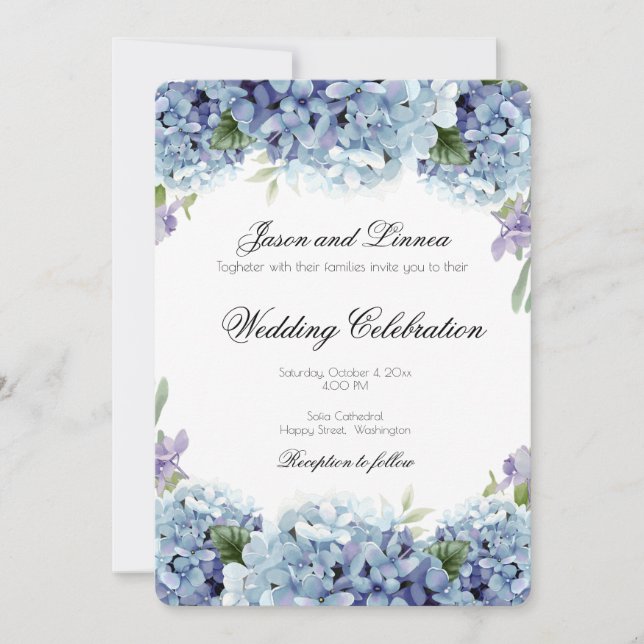 Forget-Me-Not Flowers Watercolor Elegant Wedding Invitation (Front)