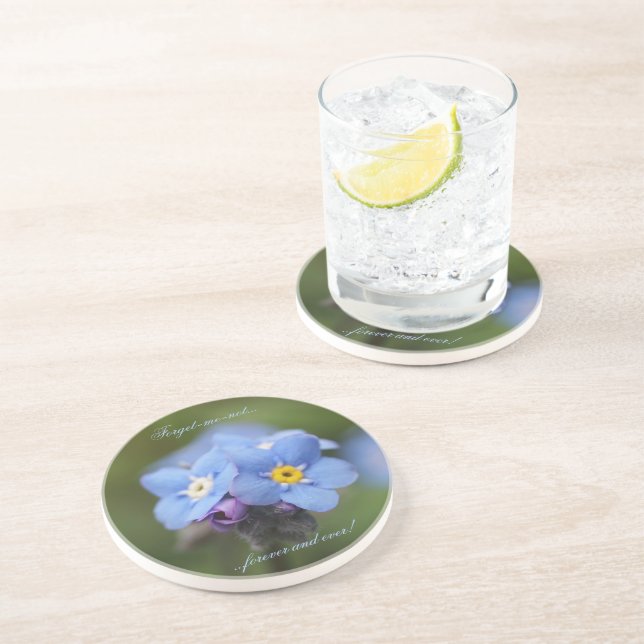 Forget-me-not forever and ever! drink coaster (Side)