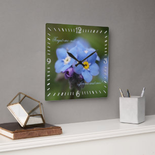 Forget-me-not forever and ever square wall clock