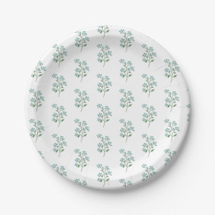 Forget Me Not Fresh Green Wedding Party Paper Plates