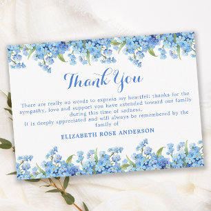 Forget Me Not Funeral Floral Memorial Sympathy Thank You Card