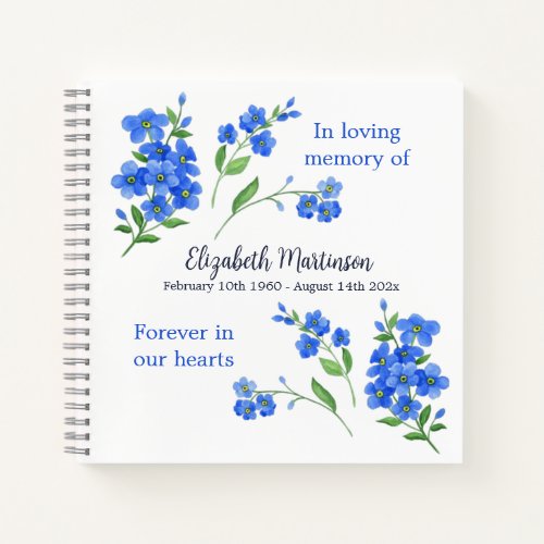 Forget Me Not Funeral Memorial Guest Book