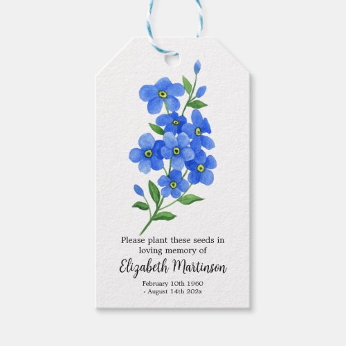 Forget Me Not  Funeral Memorial Seed Packet Gift Tags