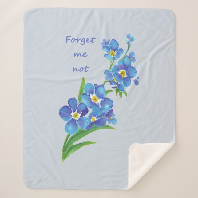 Forget me not Garden Flower Inspirational Quote Sherpa Blanket (Front)