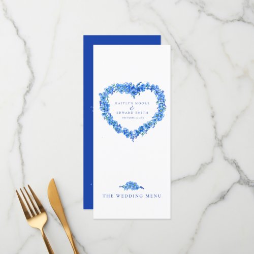 Forget_me_not heart blue white wedding menus