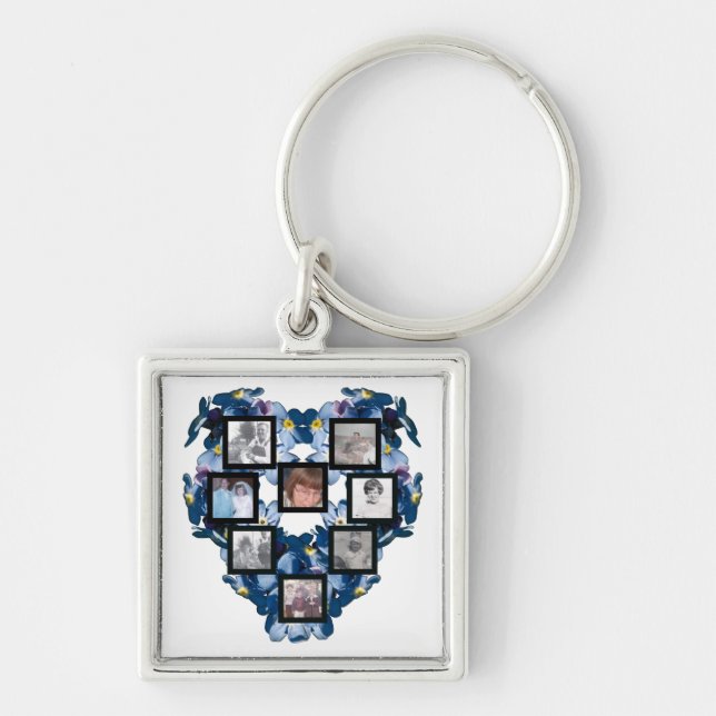 Forget Me Not Heart Memory Eight Photo Keychain (Front)