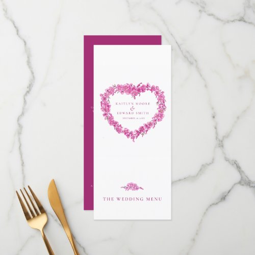 Forget_me_not heart pink white wedding menus