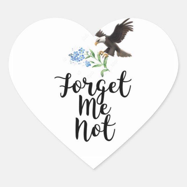 FORGET ME NOT HEART STICKER (Front)