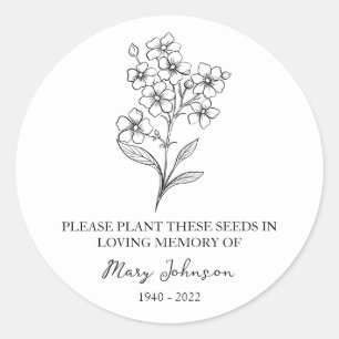 Forget me not Memorial Funeral Seed Packet Classic Round Sticker