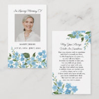 Forget me not Memorial Photo Funeral Prayer Card