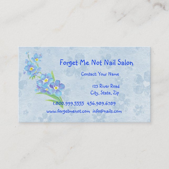 Forget Me Not Nail Salon Business Card (Front)