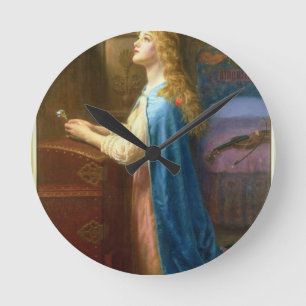 'Forget me Not' (oil on canvas) Round Clock
