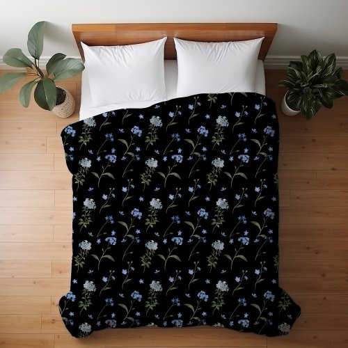 Forget Me Not Pattern Blue Floral Watercolor  Duvet Cover