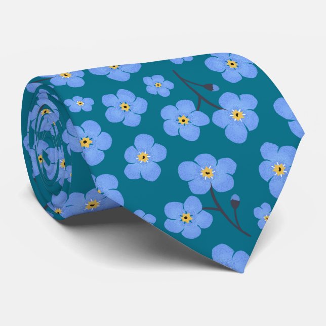 Forget me not pattern neck tie (Rolled)