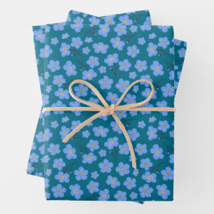 Forget me not pattern wrapping paper sheets