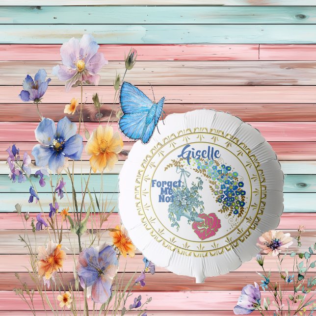 Forget Me Not Personalize Name Rose Floral Balloon (Forget Me Not Personalize Name Rose Floral Balloon)