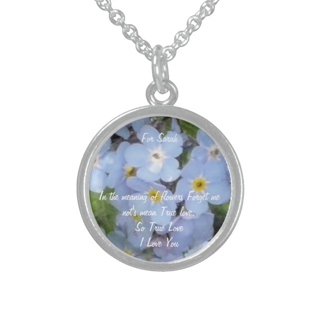 Forget Me Not. Personalized, I Love You Pendant . (Front)