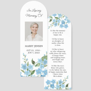 Forget me not Photo Funeral Memorial Bookmark