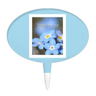 Forget-Me-Not photo on blue Cake Topper