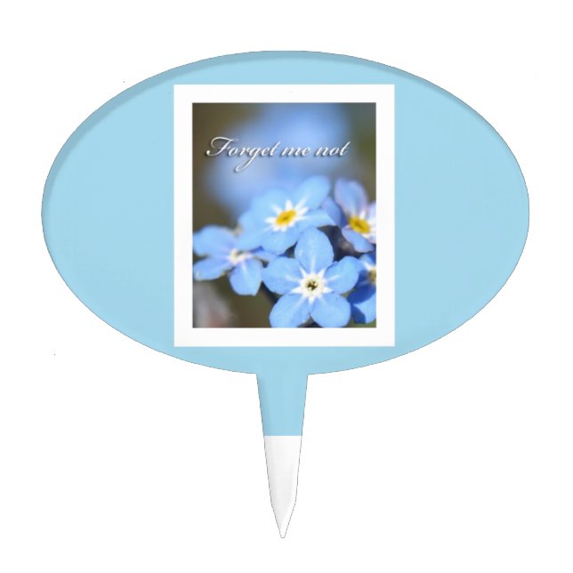 Forget-Me-Not photo on blue Cake Topper (Front)