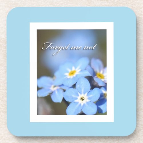 Forget_Me_Not photo on blue Drink Coaster