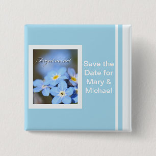 Forget-Me-Not photo on blue Pinback Button