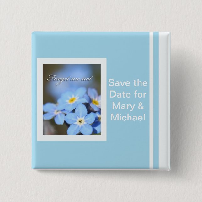 Forget-Me-Not photo on blue Pinback Button (Front)