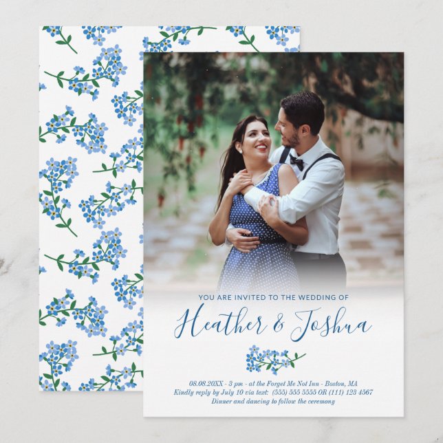 Forget Me Not - Photo Wedding Invitation (Front/Back)