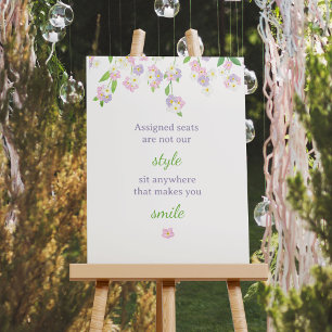 Forget Me Not Pink & Purple Wedding Sit Anywhere Foam Board