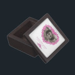 Forget-me-not pink white heart photo keepsake gift box<br><div class="desc">Ideal to keep your inherited gift or a special item from a passed loved one. Personalize with your loved one's photo,  name,  and dates. Other matching items are available. Original hand-inked and watercolor forget-me-nots floral art and design by www.mylittleeden.com</div>