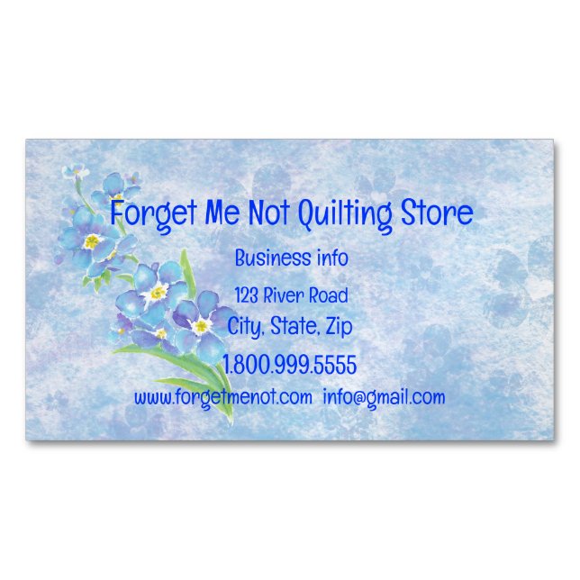 Forget Me Not Pretty Blue Garden Flower  Business Card Magnet (Front)