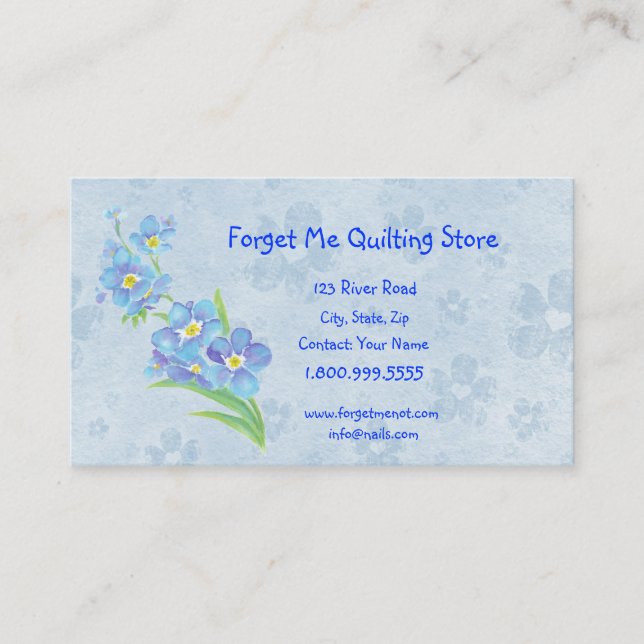 Forget Me Not Quilting  Store Business Card (Front)