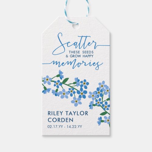 Forget Me Not Scatter Seeds Grow Memories Funeral Gift Tags